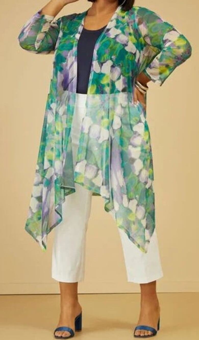 PLUS SIZE 3X Women’s Abstract Print Mesh Duster
